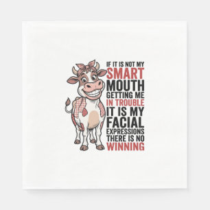 Funny Sassy Cow Smart Mouth Vintage Graphic_1 Napkin