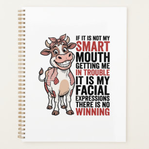 Funny Sassy Cow Smart Mouth Vintage Graphic_1 Planner