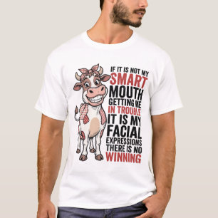 Funny Sassy Cow Smart Mouth Vintage Graphic_1 T-Shirt