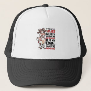 Funny Sassy Cow Smart Mouth Vintage Graphic_1 Trucker Hat