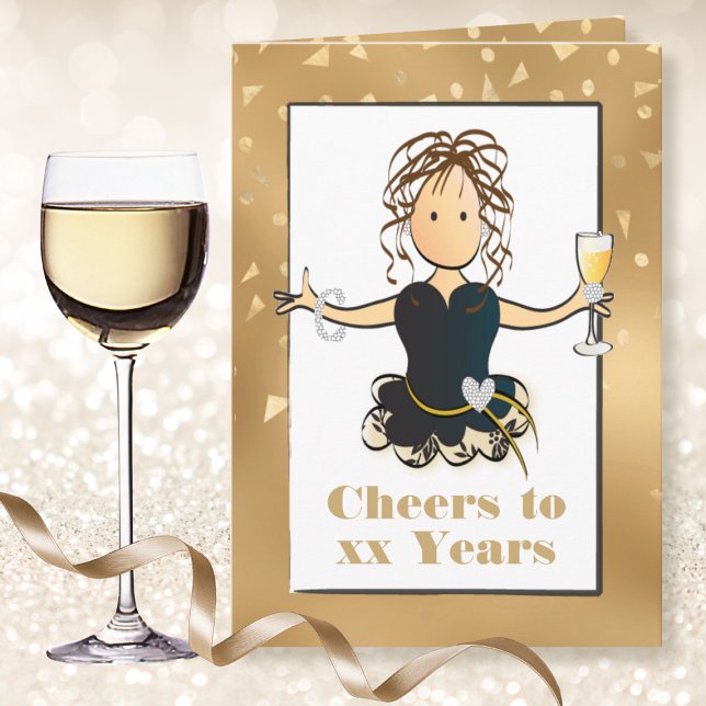 Funny Sassy Female Cartoon White wine Birthday   Card (Creator Uploaded)