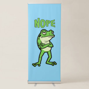 Funny Sassy Frog Nope, Grumpy Toads Cartoon Illus Retractable Banner