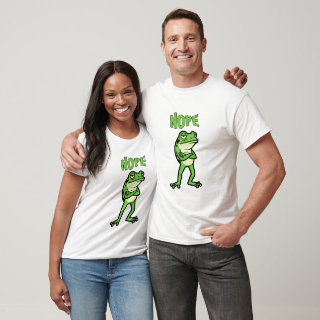 Funny Sassy Frog Nope, Grumpy Toads Cartoon Illus T-Shirt (Unisex)