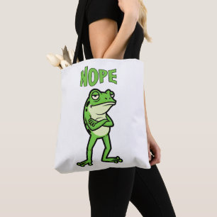 Funny Sassy Frog Nope, Grumpy Toads Cartoon Illus Tote Bag