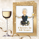 Funny Sassy Glitter 80th Birthday Card for Her<br><div class="desc">Celebrate that special someone's 80th (or any age)  birthday with a champagne toast!  This classy,  sassy and elegant card will put a smile on her face. The inside message lets her know that you wish her "many more"</div>