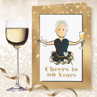 Funny Sassy Glitter 80th Birthday Card for Her