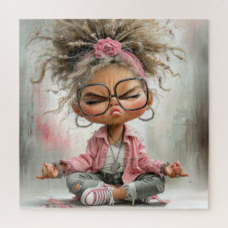 Funny Sassy Yoga Art Jigsaw Puzzle