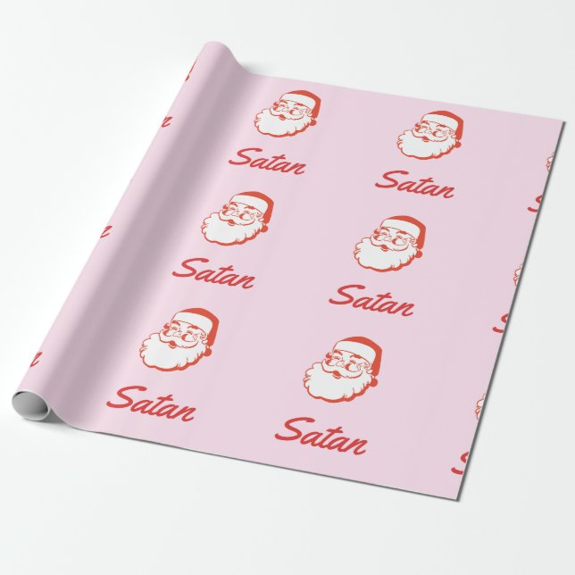 Funny Satan Santa Claus Spelling Mistake Typo Wrapping Paper (Unrolled)