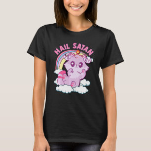 Funny Satanic Hail Satan Kitten Cute Rainbow Cat T-Shirt