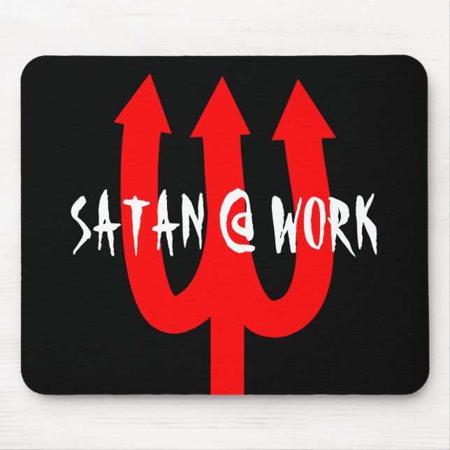 Funny satanic mouse pad with red devils fork (Front)