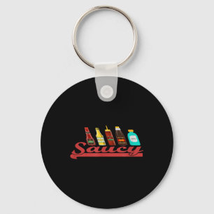 Funny Sauce Saucy Ketchup Mustard Mayo Bbq Hot Con Key Ring