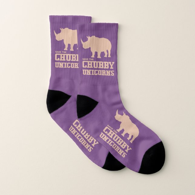 Funny Save the Chubby Unicorns Rhino Pink Socks (Pair)