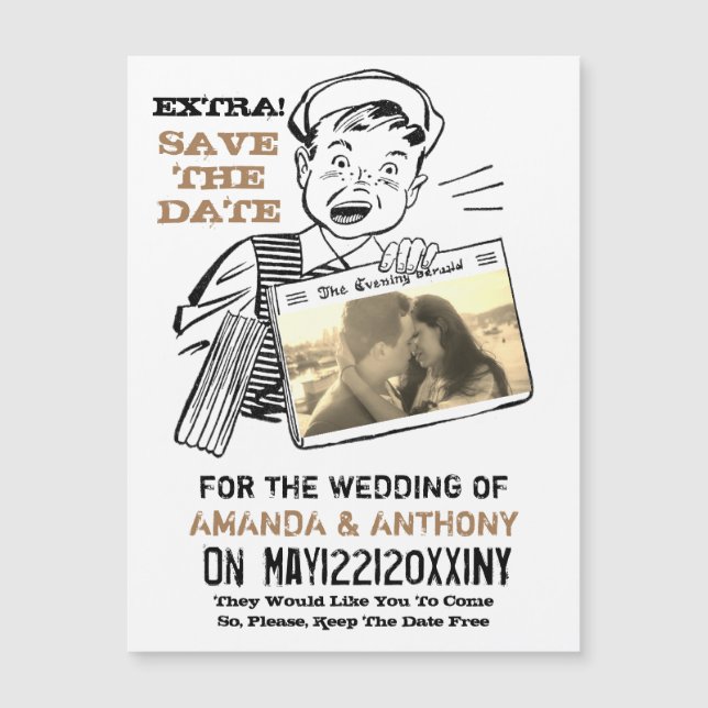 Funny save the date custom photo magnet (Front)