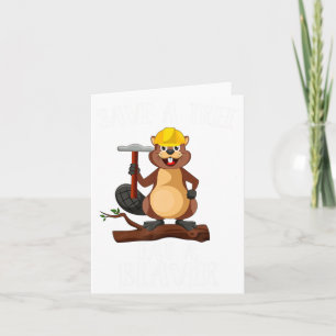 Funny Save The Tree Eat The Beaver For Earth Plane Card