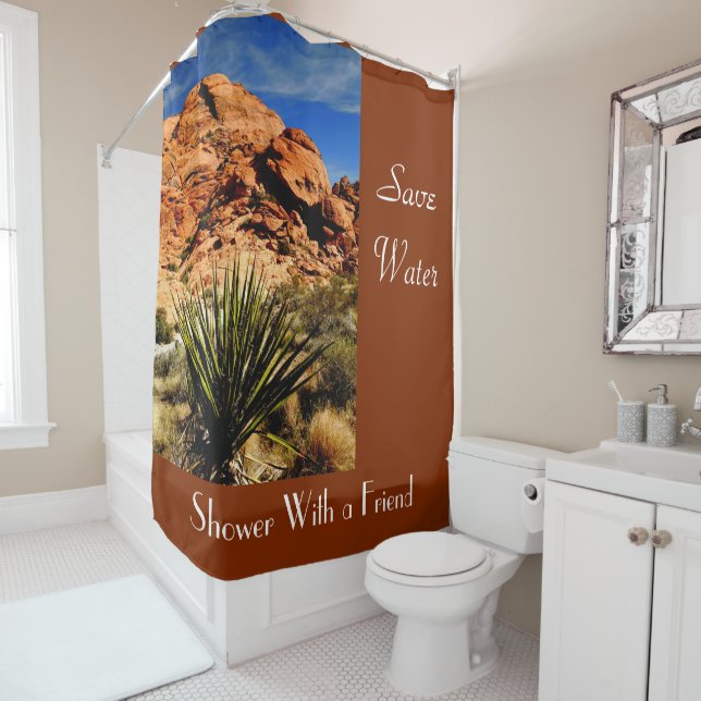 Funny Save Water Desert Scenery Shower Curtain (In Situ)