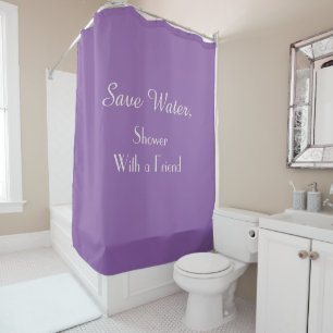Funny Save Water Shower w/ Friend Purple Orchid Curtain