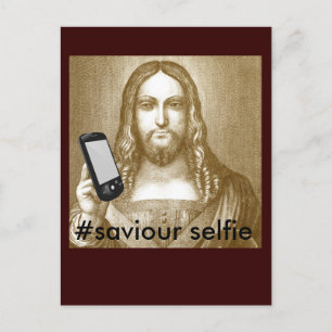 Funny Save Yourself Parody Saviour Selfie Postcard