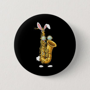 Funny Saxophone Bunny Easter Egg Easter Day Womens 6 Cm Round Badge