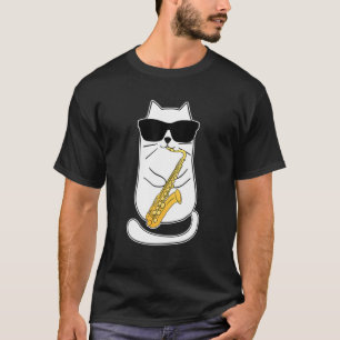 Funny Saxophone Cat Musician Jazz Music Lover T-Shirt
