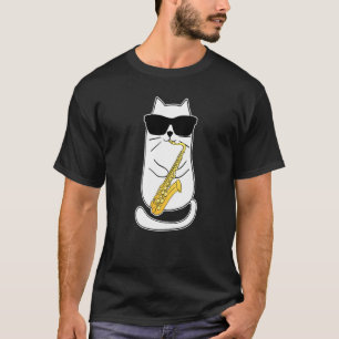 Funny Saxophone Cat Musician Jazz Music T-Shirt
