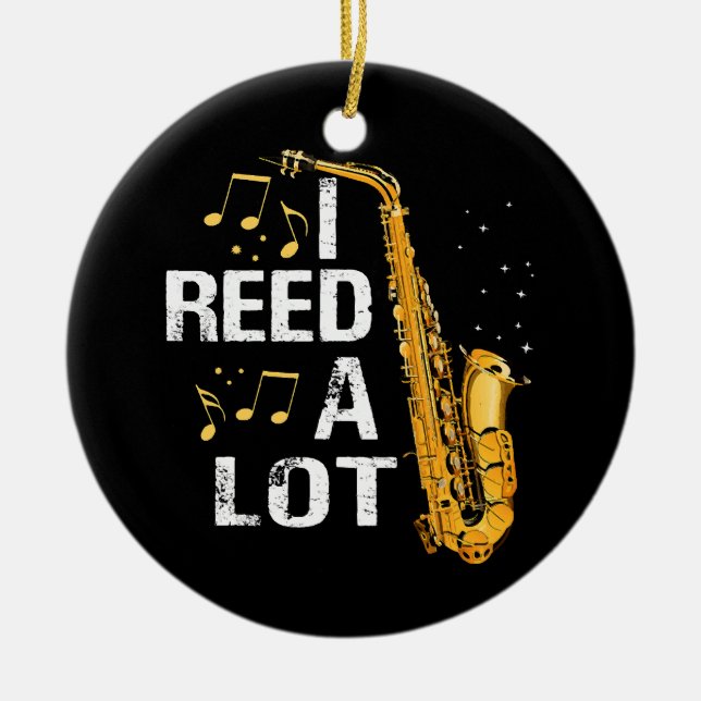 Funny Saxophone Ceramic Tree Decoration (Front)