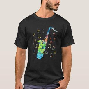 Funny Saxophone Musician Jazz Music Lover Colorful T-Shirt