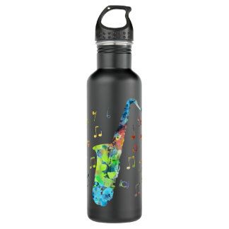 Funny Saxophone Musician Jazz Music Lover Colourfu 710 Ml Water Bottle