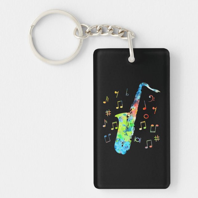 Funny Saxophone Musician Jazz Music Lover Key Ring (Front)