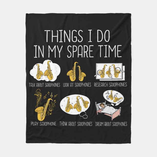 Funny Saxophone Player Gift Men Jazz Music Fleece Blanket (Front)