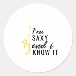 Funny Saxophone, Saxophone Gift for Saxaphone Classic Round Sticker