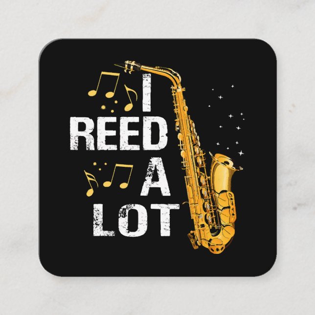 Funny Saxophone Square Business Card (Front)