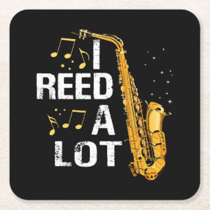 Funny Saxophone Square Paper Coaster