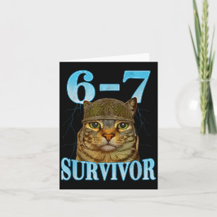 Funny Saying 67 Cats Tummy Ache Survivor Cat Meme Card