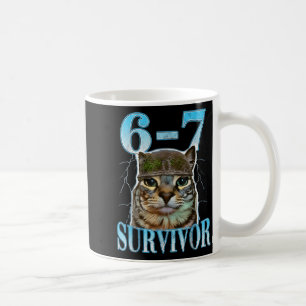 Funny Saying 67 Cats Tummy Ache Survivor Cat Meme  Coffee Mug