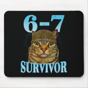 Funny Saying 67 Cats Tummy Ache Survivor Cat Meme  Mouse Mat