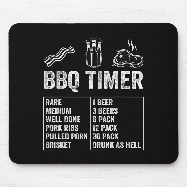 Funny Saying Bbq Timer Beer Grill Dad Barbecue Dri Mouse Mat (Front)