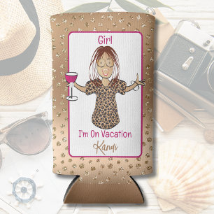 Funny Saying Cartoon Glitter Sparkle Girls Trip Seltzer Can Cooler