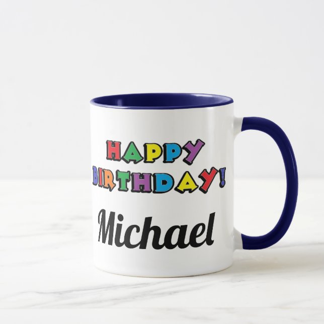 Funny Saying Cat Blue Personalised Birthday Mug (Right)