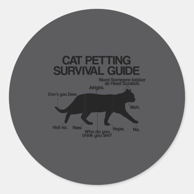 Funny Saying Cat Owner Petting Guide Cat Lover Gif Classic Round Sticker (Front)