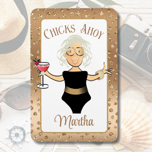 Funny Saying Chicks Ahoy Cartoon Bold Cruise Ship Magnet