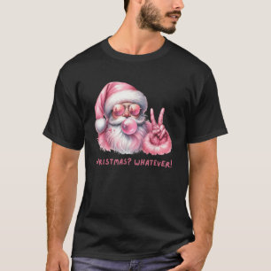 Funny Saying Christmas Cool Pink Santa Claus Blow  T-Shirt