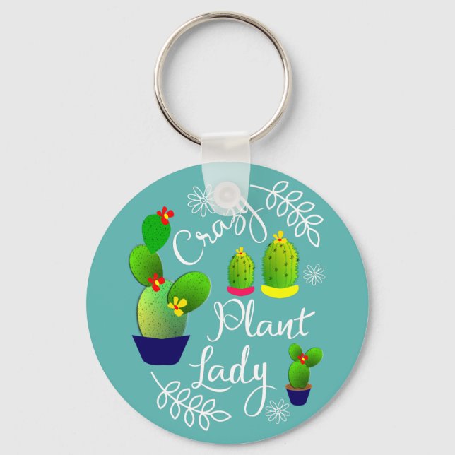Funny Saying Crazy Plant Lady Cute Key Ring (Front)