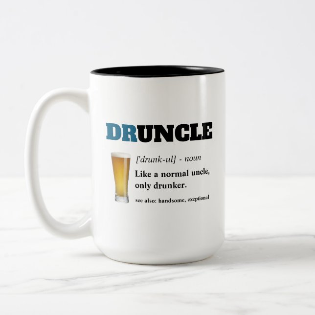 Funny Saying - Druncle Funny Uncle Two-Tone Coffee Mug (Left)