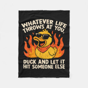 Funny Saying Duck Joke Quote Humour Duck Meme Fleece Blanket