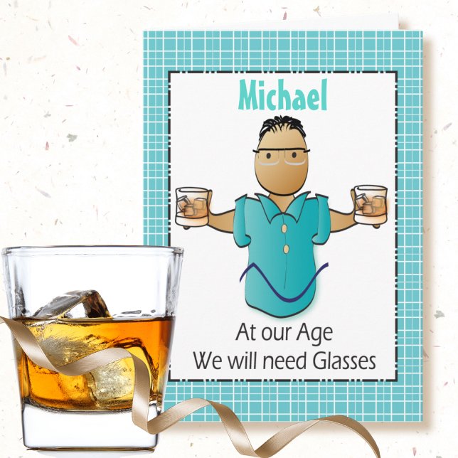 Funny Saying Ethnic Male Cartoon Drinks Birthday  Card (Creator Uploaded)