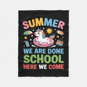 Funny Saying First Day Of School Unicorn Lovers Fleece Blanket