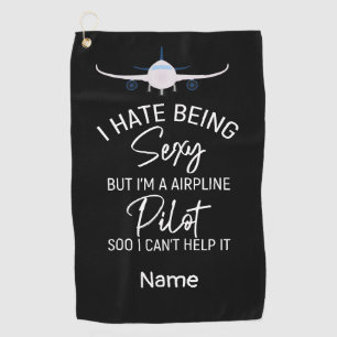 Funny saying for pilot golfer golf towel