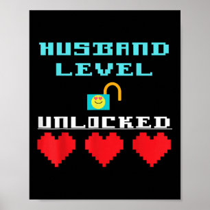 Funny Saying Husband Level Unlocked Wedding Groom  Poster