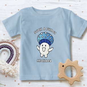 Funny Saying Kawaii Mushroom Cartoon Fungi Blue Baby T-Shirt