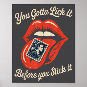 Funny Saying Lick It Before You Stick It Joke Wome Poster